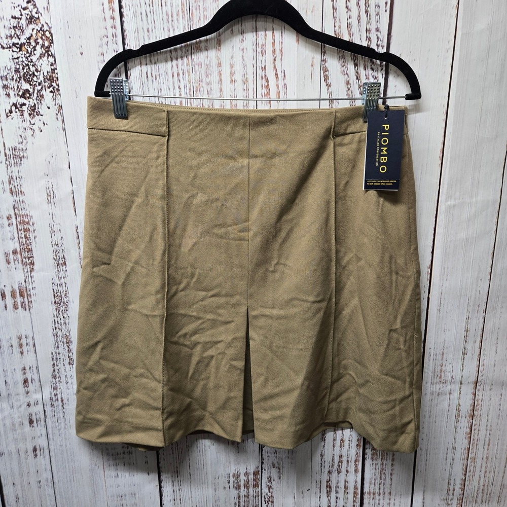 Piombo Women's Skirt Size 10 Beige Career Pleated Mini Lined New with Tags